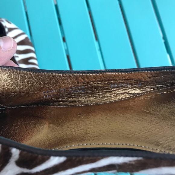J. Crew Zebra Print Brown Leather Ballet Flats - Picture 7 of 7